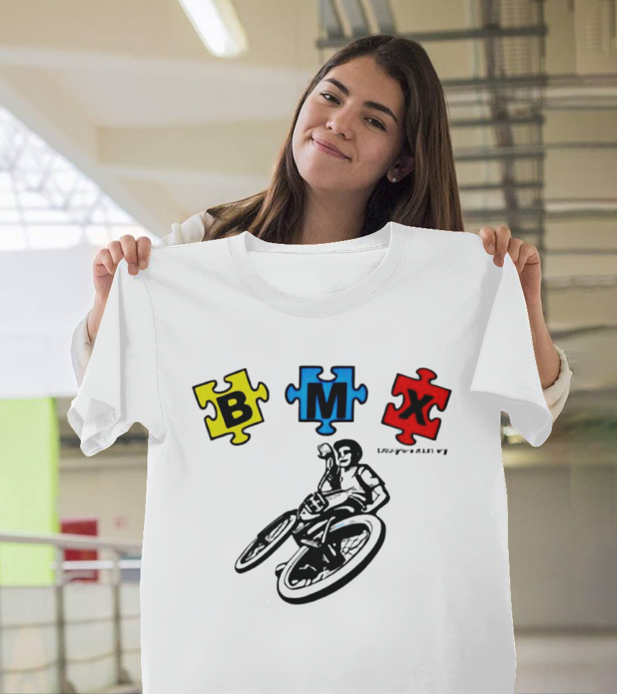BMX Puzzle Pieces Bike Rider Autism T-Shirt