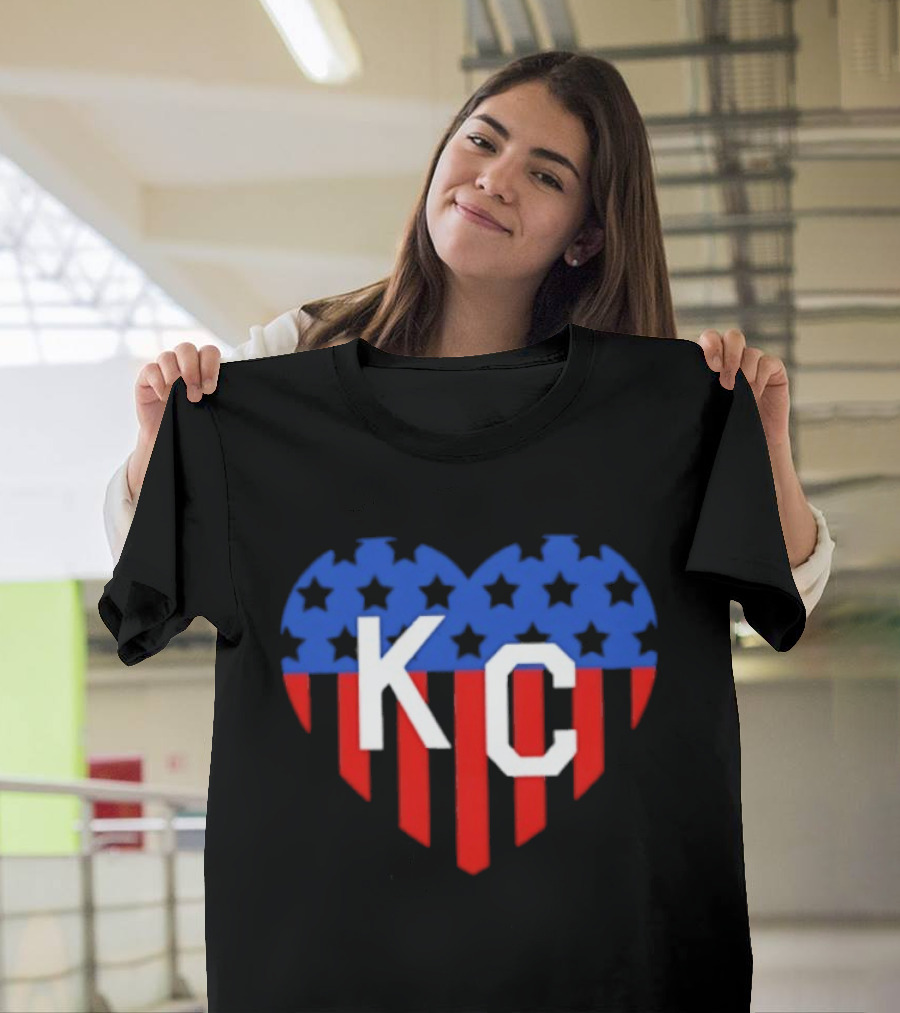 USA Stars Stripes Heart KC Kansas City T-Shirt