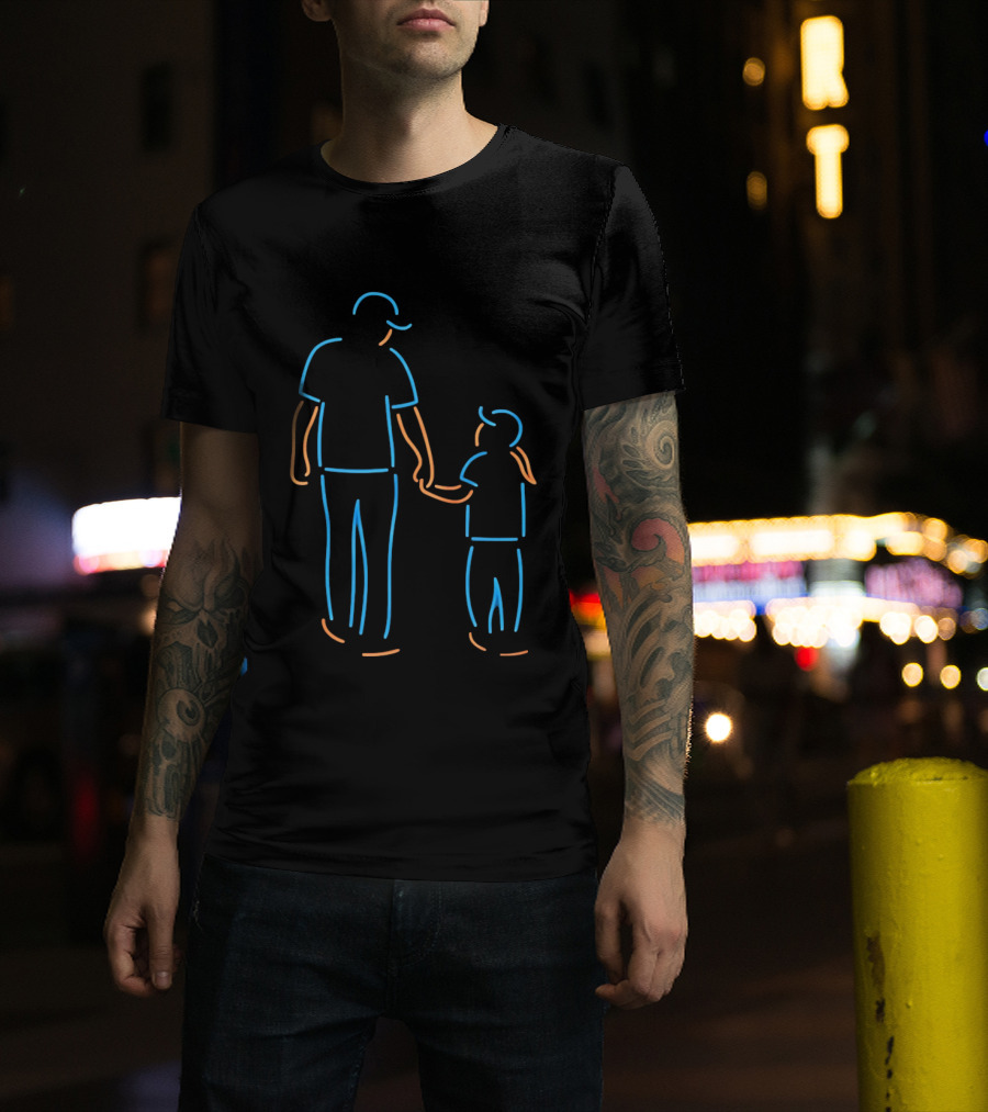Father And Daughter Walking Neon T-Shirt