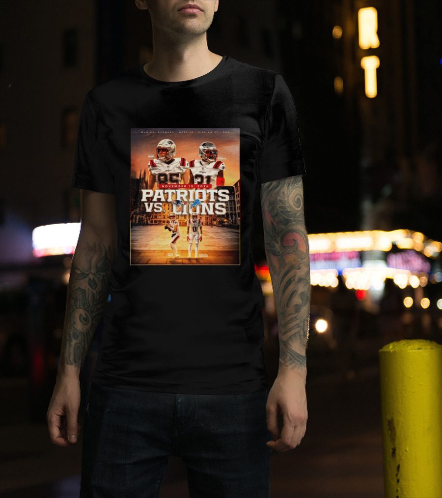 New England Patriots Vs Detroit Lions November 15 2026 Munich Germany Week 10 FOX T-Shirt