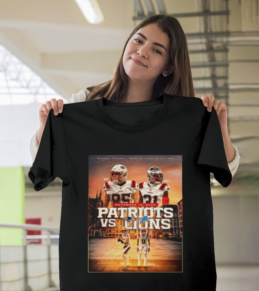 New England Patriots Vs Detroit Lions November 15 2026 Munich Germany Week 10 FOX T-Shirt