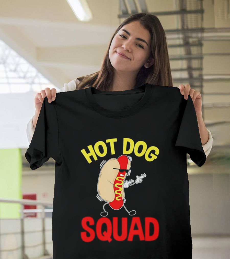 Hot Dog Squad Funny Cartoon Mustard Enthusiasts T-Shirt