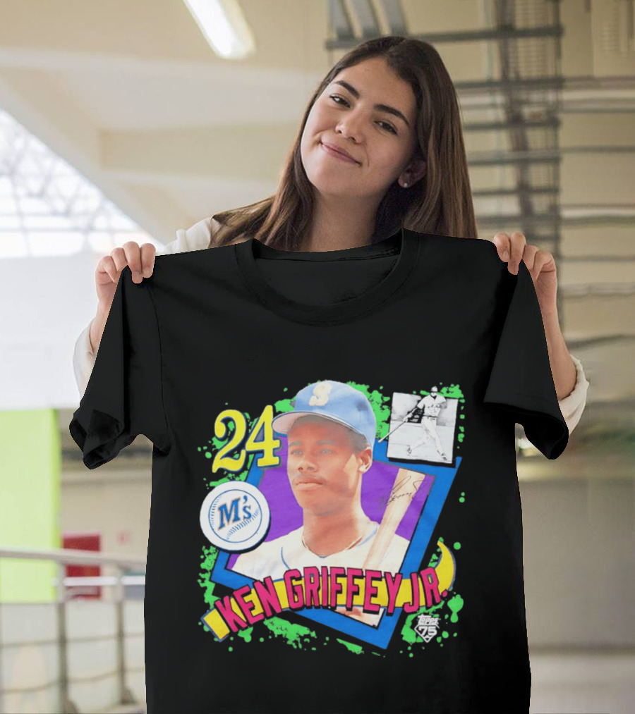24 Ken Griffey Jr Seattle Mariners M's Topps 75 Remix Graffiti T-Shirt