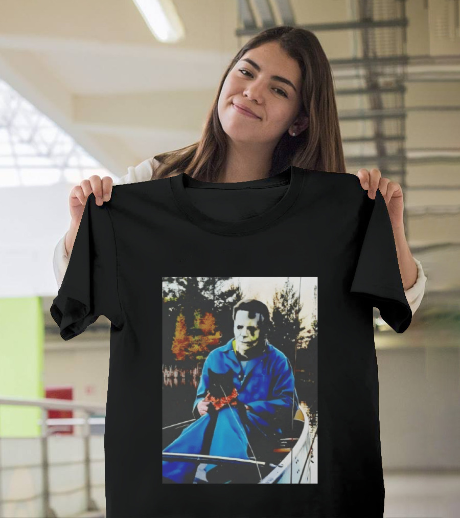 Michael Myers Lake Fishing With Cat In Boat T-Shirt