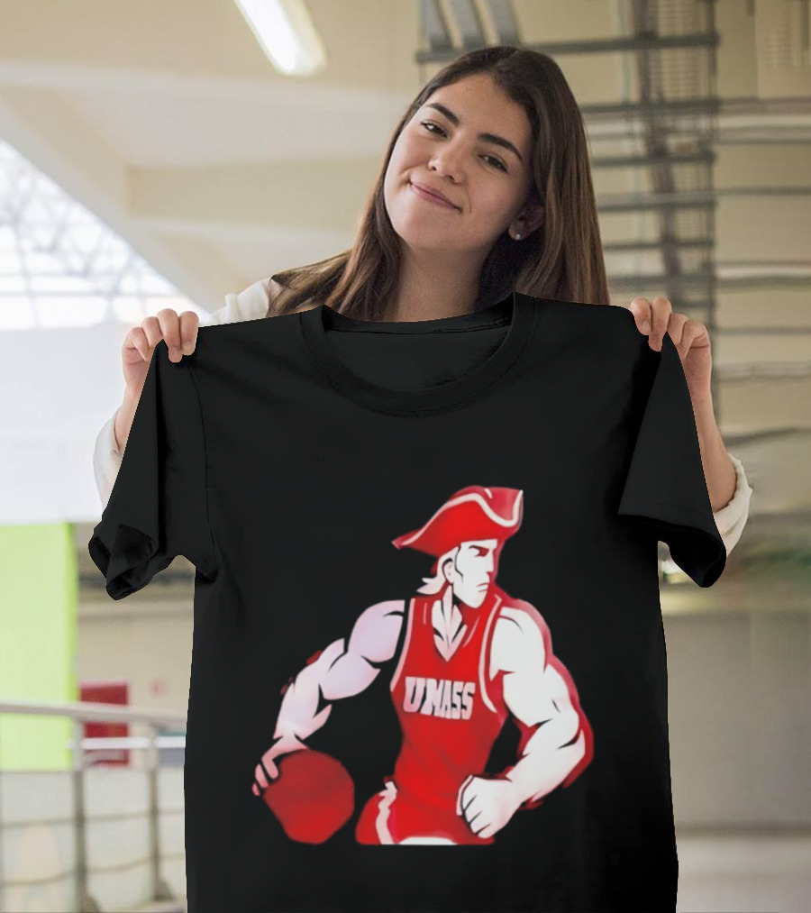 UMass Minutemen Basketball Red Jersey Embroidery T-Shirt