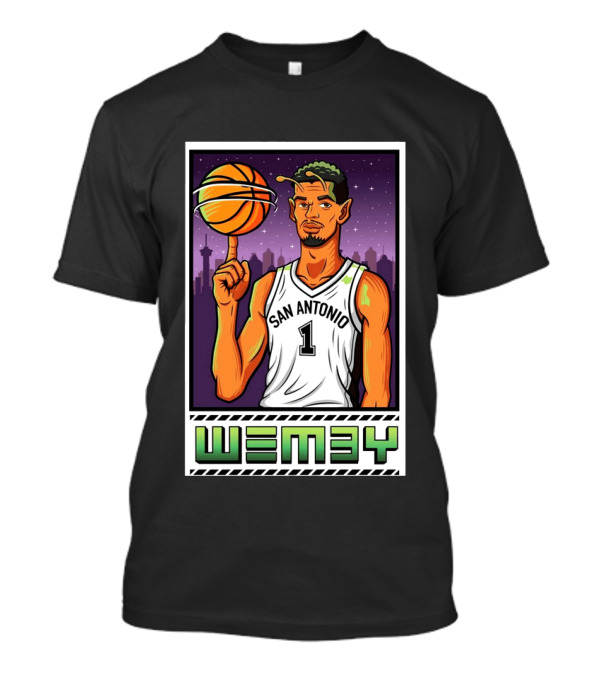 Wembanyama San Antonio Spurs Wemby Giclee Basketball Star Number 1 T-Shirt