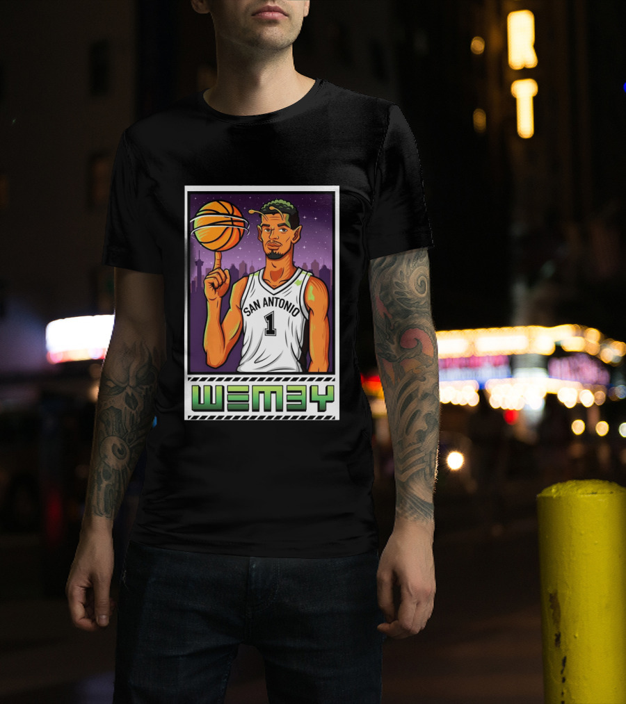 Wembanyama San Antonio Spurs Wemby Giclee Basketball Star Number 1 T-Shirt