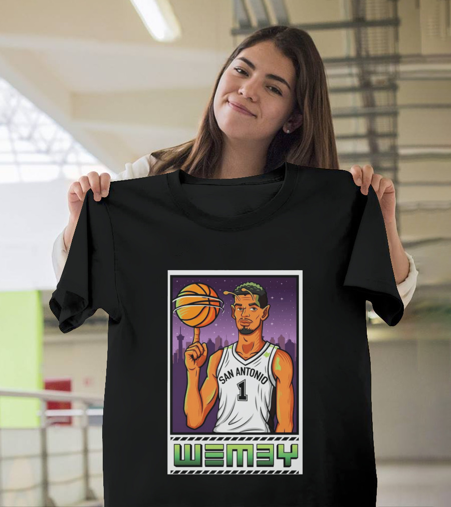 Wembanyama San Antonio Spurs Wemby Giclee Basketball Star Number 1 T-Shirt