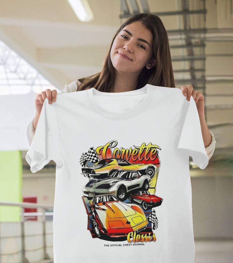 Corvette Classics The Official Chevy Original Cars Racing Flags T-Shirt