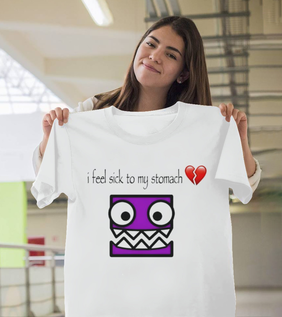 Geometry Dash I Feel Sick To My Stomach Broken Heart Pixel Art Monster T-Shirt