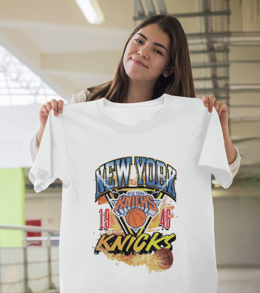 New York Knicks 1946 Basketball On Fire T-Shirt
