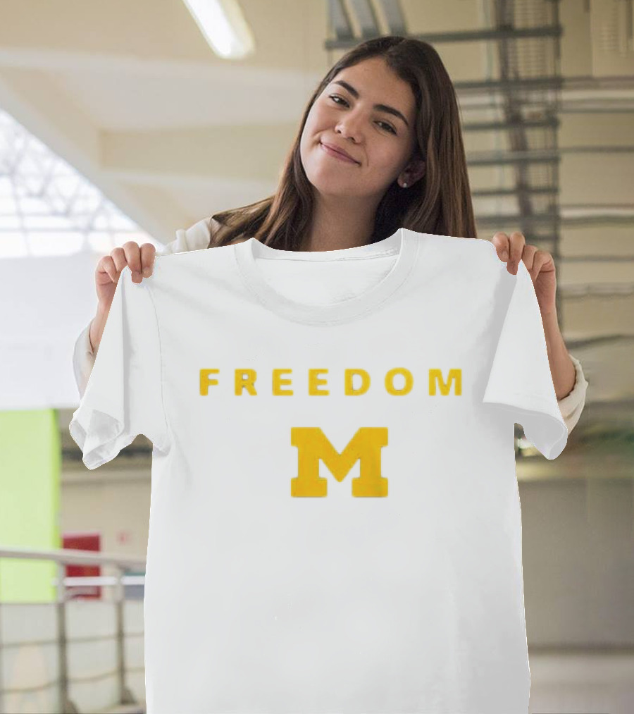 University Of Michigan Freedom M Charlie Kirk 2 Sided T-Shirt