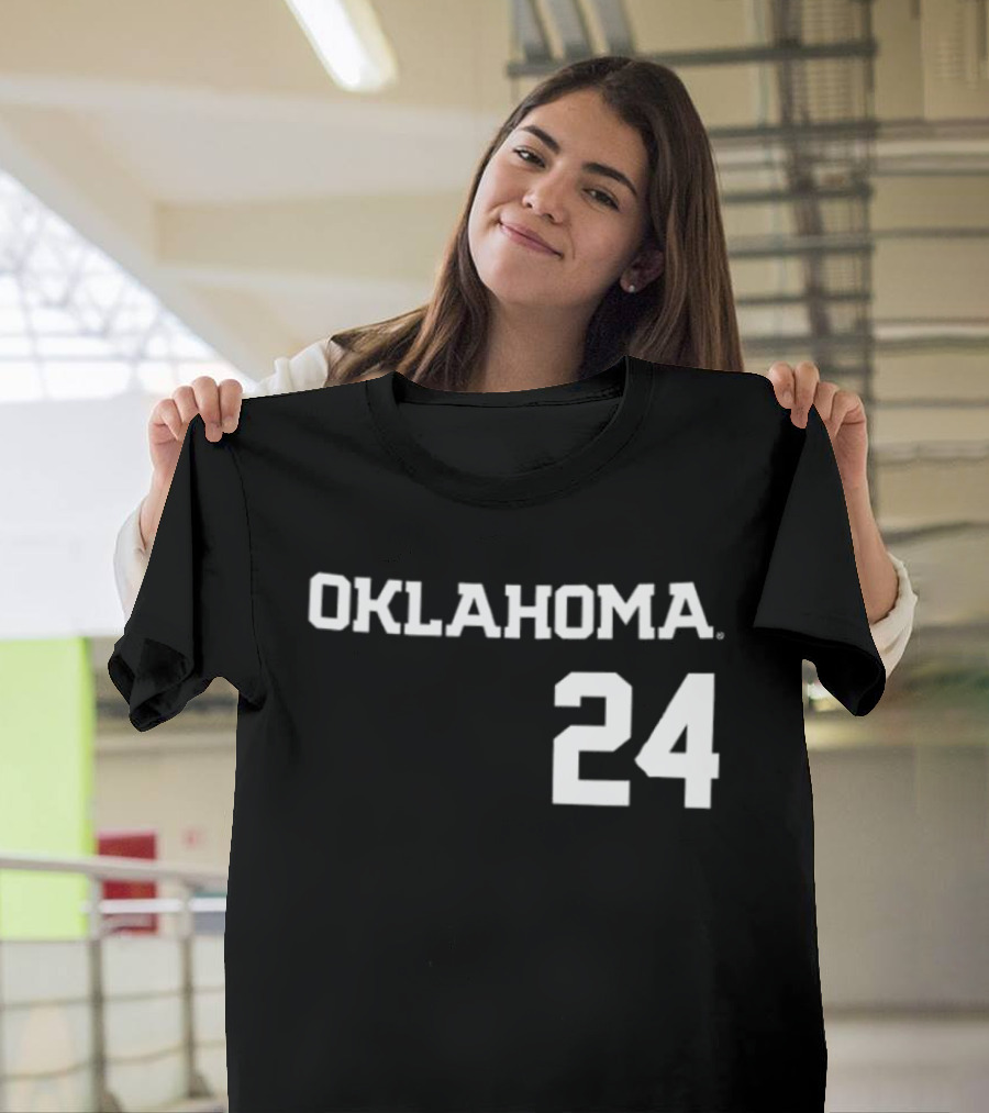 Oklahoma 24 Audrey Lowry Sooners Softball Name And Number Two Sided T-Shirt