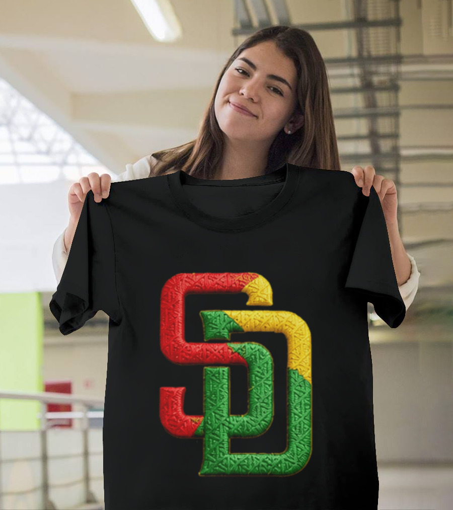 Padres African American Heritage 2026 Giveaway SD Red Gold Green T-Shirt