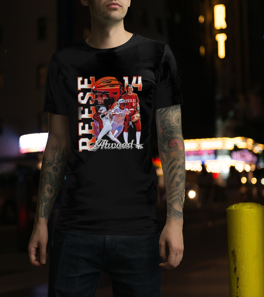 Reese Atwood 14 Texas Longhorns Softball Player White Uniform And Red Helmet T-Shirt