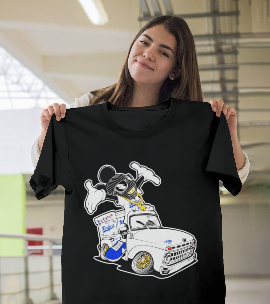 Los Angeles Dodgers Mickey Ice Cream Truck Sneaker Chain T-Shirt