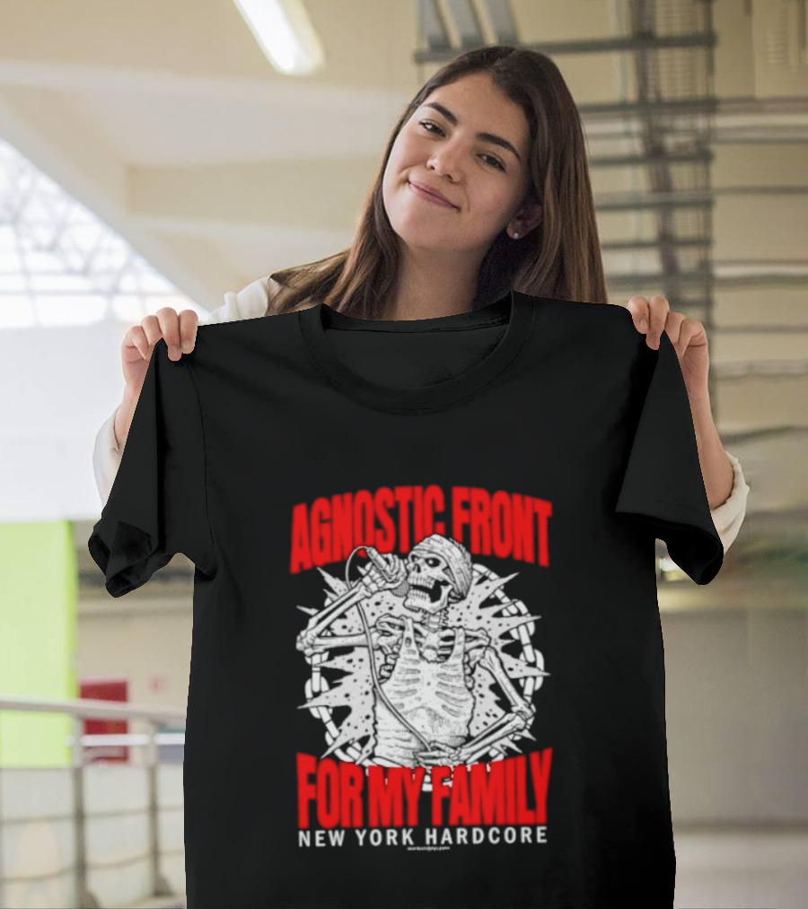 Agnostic Front Skeleton For My Family New York Hardcore T-Shirt