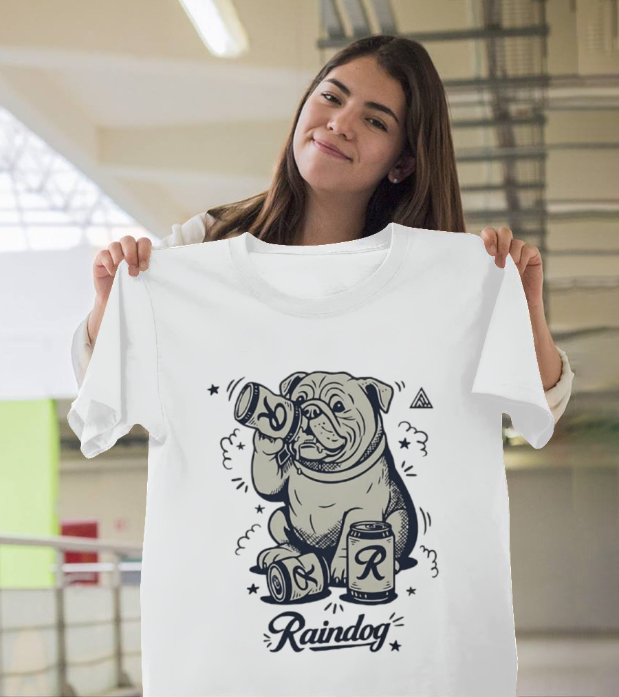 Raindog Bulldog Drinking R Can T-Shirt