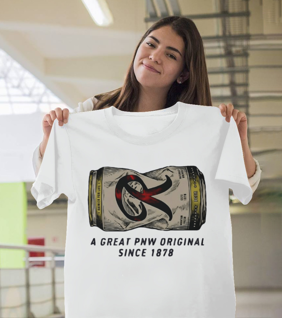 Rainier Beer Crushed Can A Great PNW Original Rainier For Life Since 1878 T-Shirt