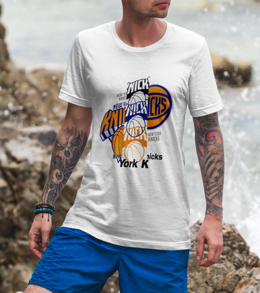New York Knicks Basketball Collage Fragmented T-Shirt