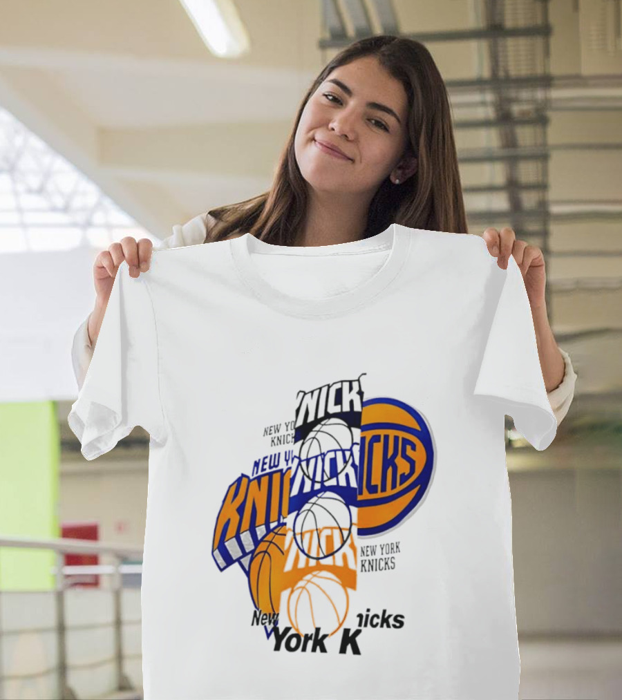 New York Knicks Basketball Collage Fragmented T-Shirt