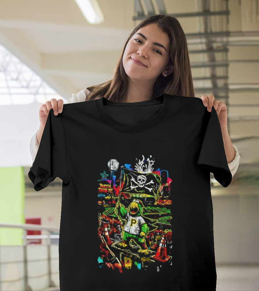 Pirate Parrot Pittsburgh Pirates Bucc'n Raise It Skull Flag T-Shirt