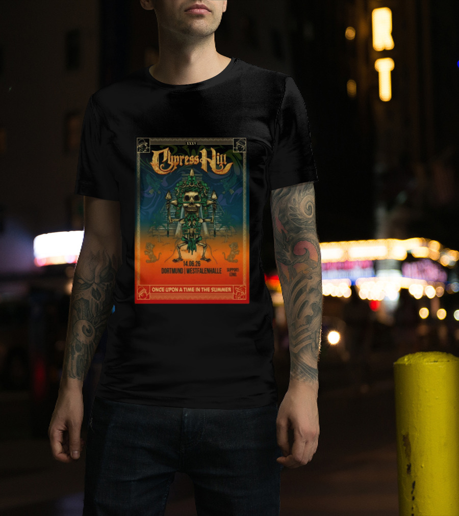 Cypress Hill XXXV Dortmund Westfalenhalle 14.06.26 Support E7hel Once Upon A Time In The Summer Skeleton Warrior T-Shirt