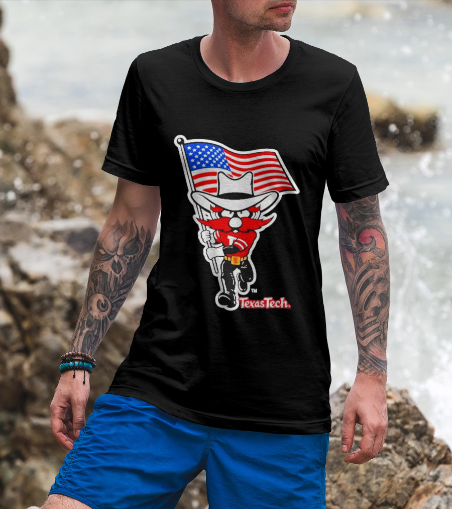 Texas Tech Red Raiders USA Flag Raider Red T-Shirt