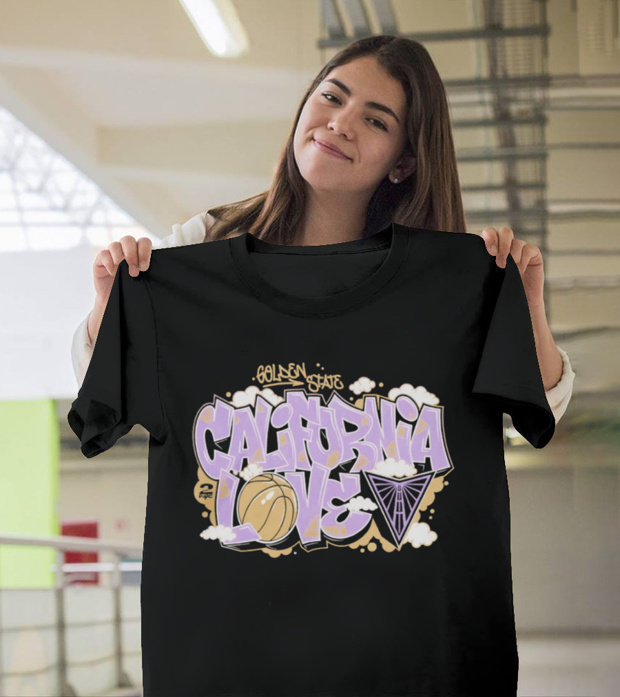 Golden State Valkyries Sportiqe X 2PAC California Love Basketball Clouds T-Shirt