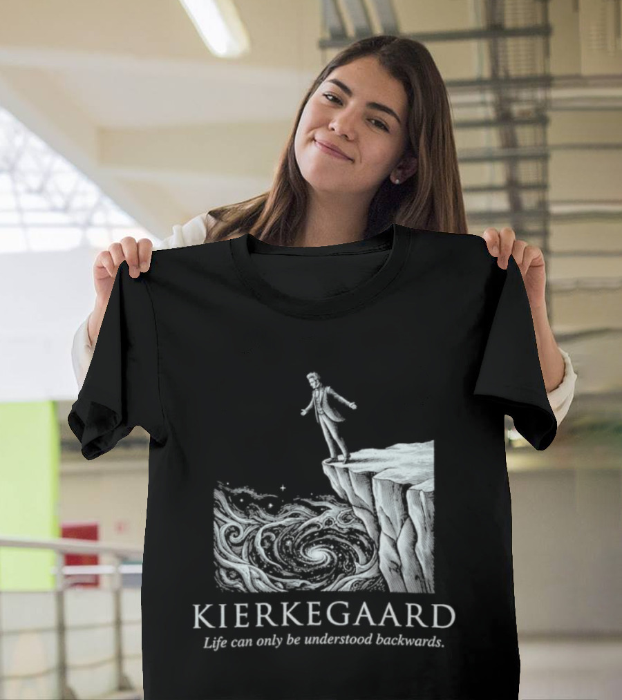 Kierkegaard Life Can Only Be Understood Backwards Cliff Edge T-Shirt