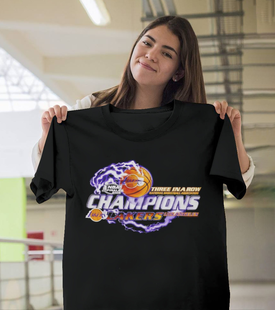 NBA Champions Los Angeles Lakers Three In A Row National Basketball Association T-Shirt