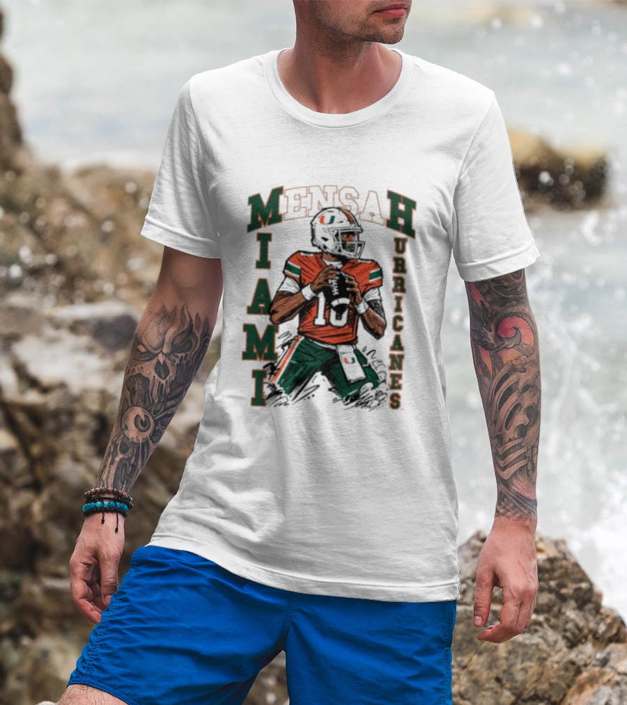 Mensah Miami Hurricanes Football Player Sketch T-Shirt