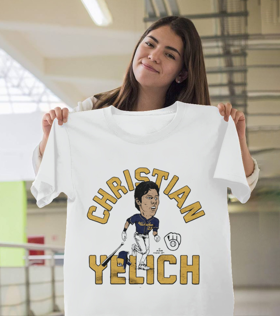 Christian Yelich Milwaukee Brewers Caricature Tri Blend T-Shirt