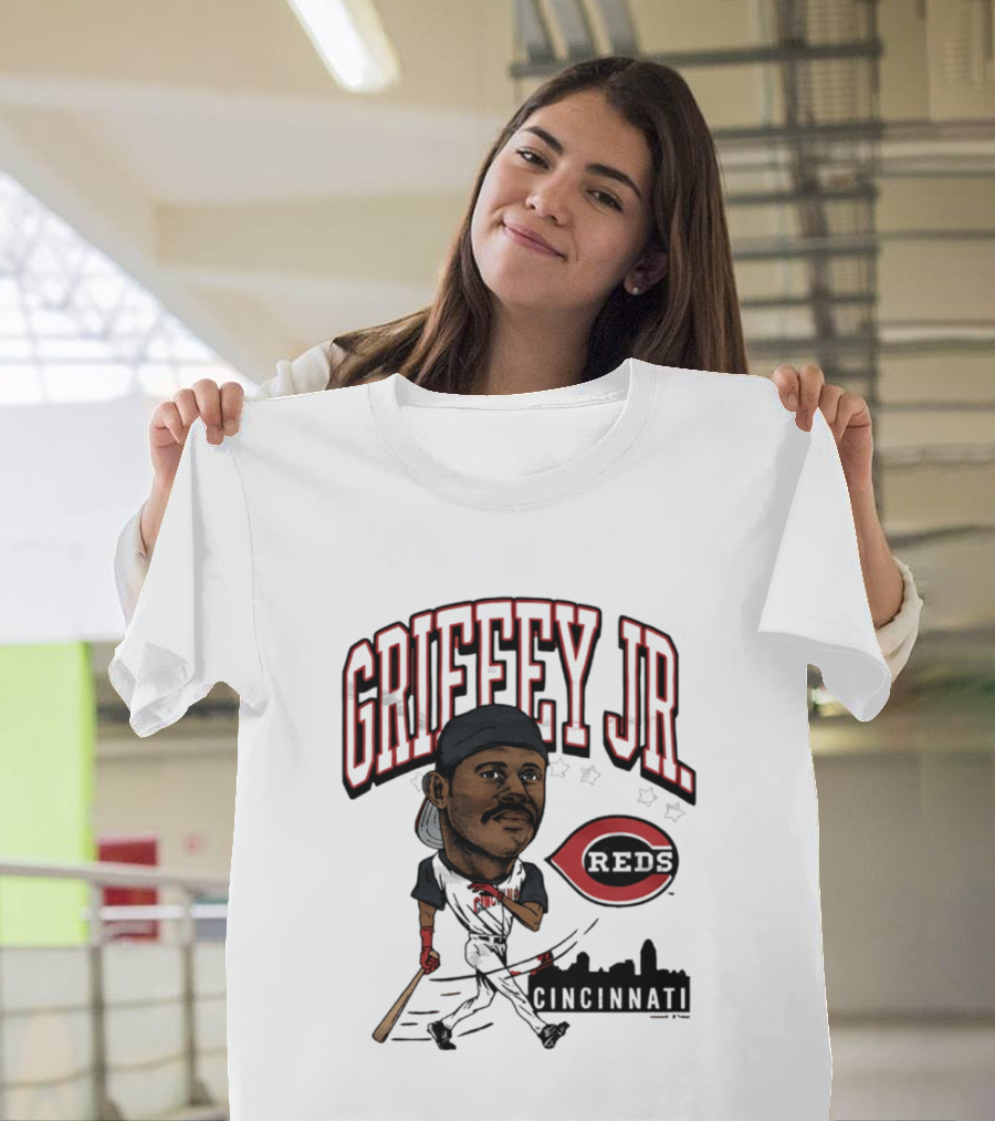 Cincinnati Reds Griffey Jr Caricature Tri Blend T-Shirt