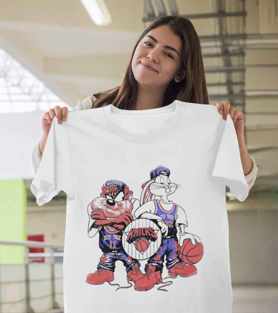 Officila Looney Tunes Bugs Bunny Taz Knicks NYK Basketball T-Shirt