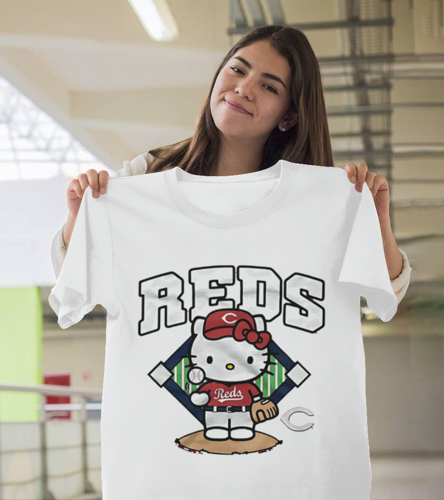 Hello Kitty Cincinnati Reds Collaboration With Baseball Theme 2026 T-Shirt