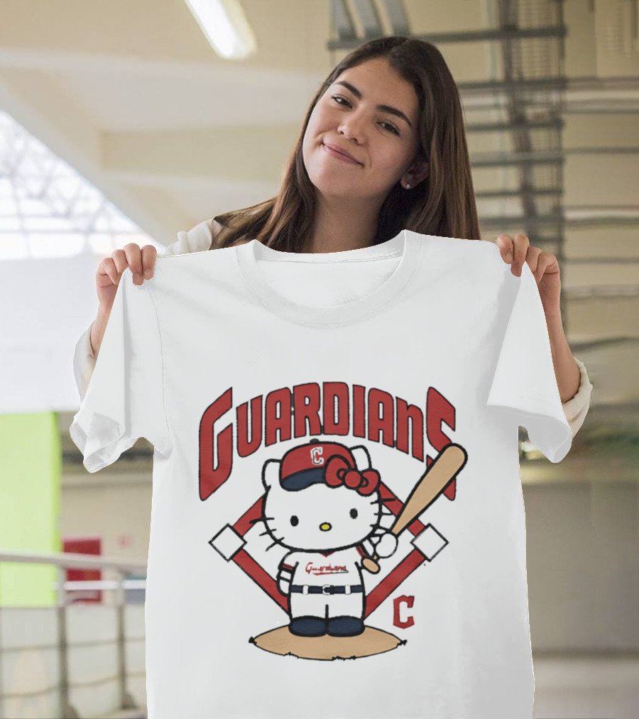 Hello Kitty Cleveland Guardians MLB 2026 Cartoon Collaboration T-Shirt