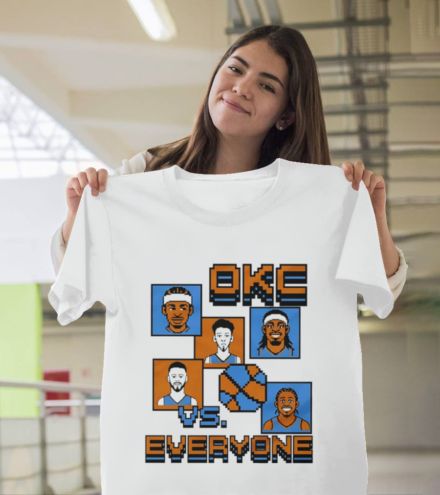 Oklahoma City Thunder OKC Vs Everyone 8 Bit Basketball Pixel Art Characters T-Shirt