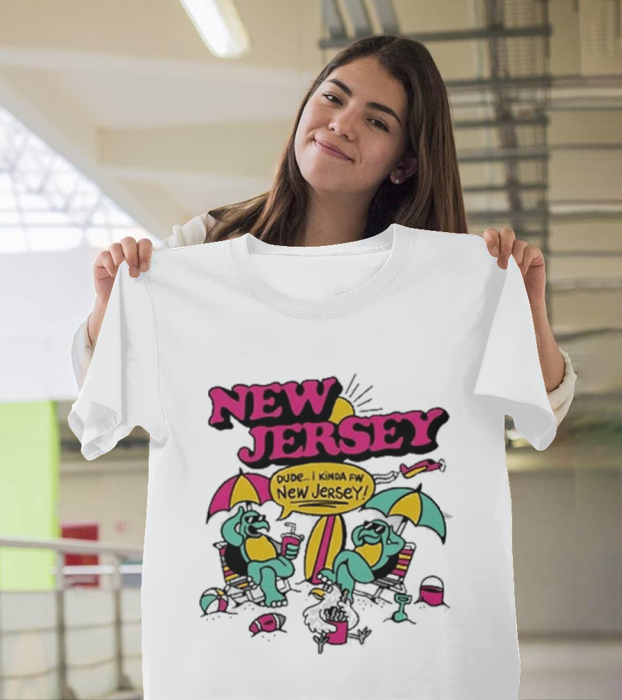 New Jersey 2026 Vibe Cartoon Relaxing Beach Chill Fun T-Shirt