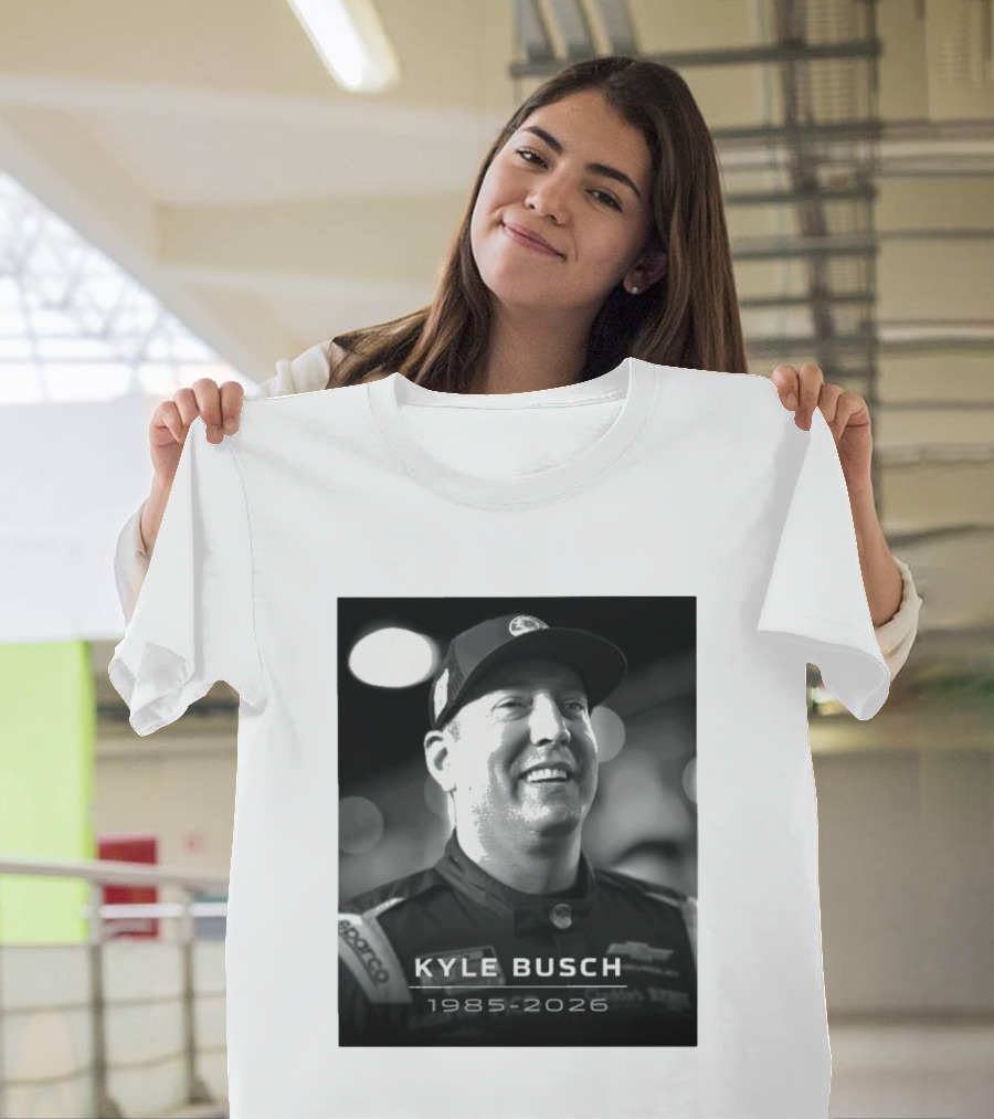 Kyle Busch 1985 2026 Racing Tribute Black And White T-Shirt