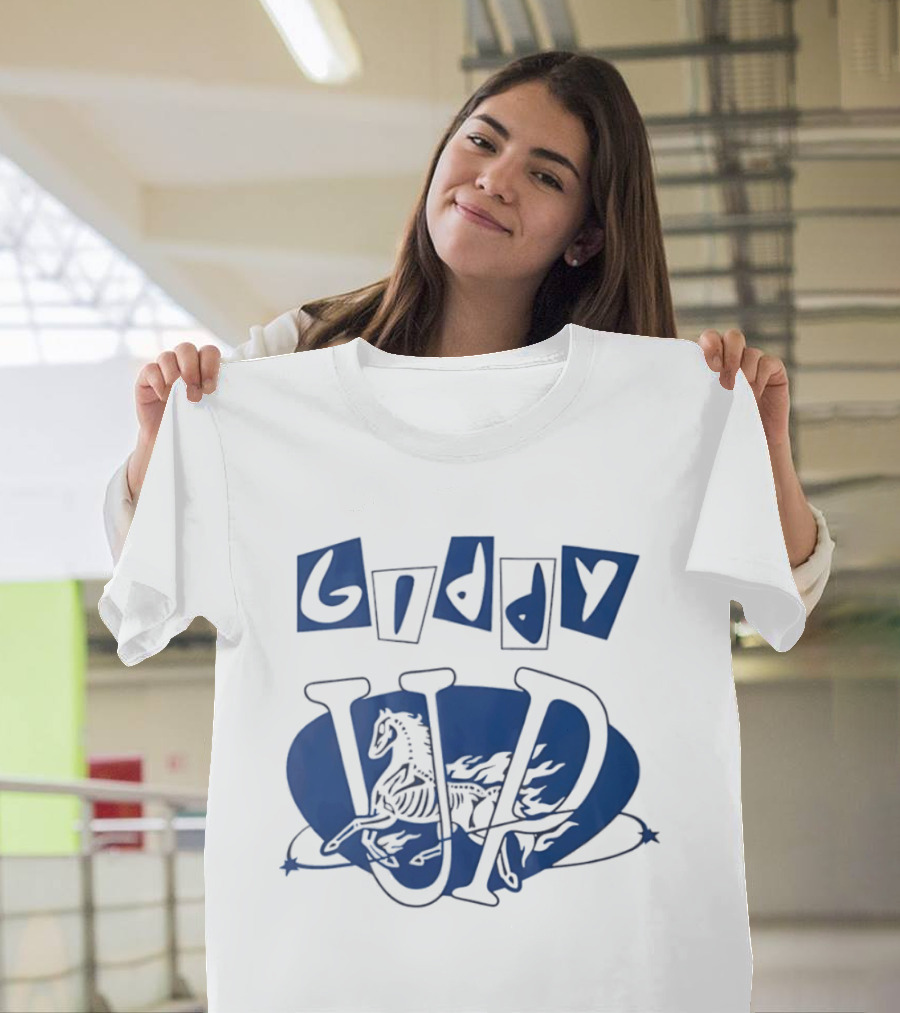 Giddy Up Horse Skeleton Vivid Lettering T-Shirt