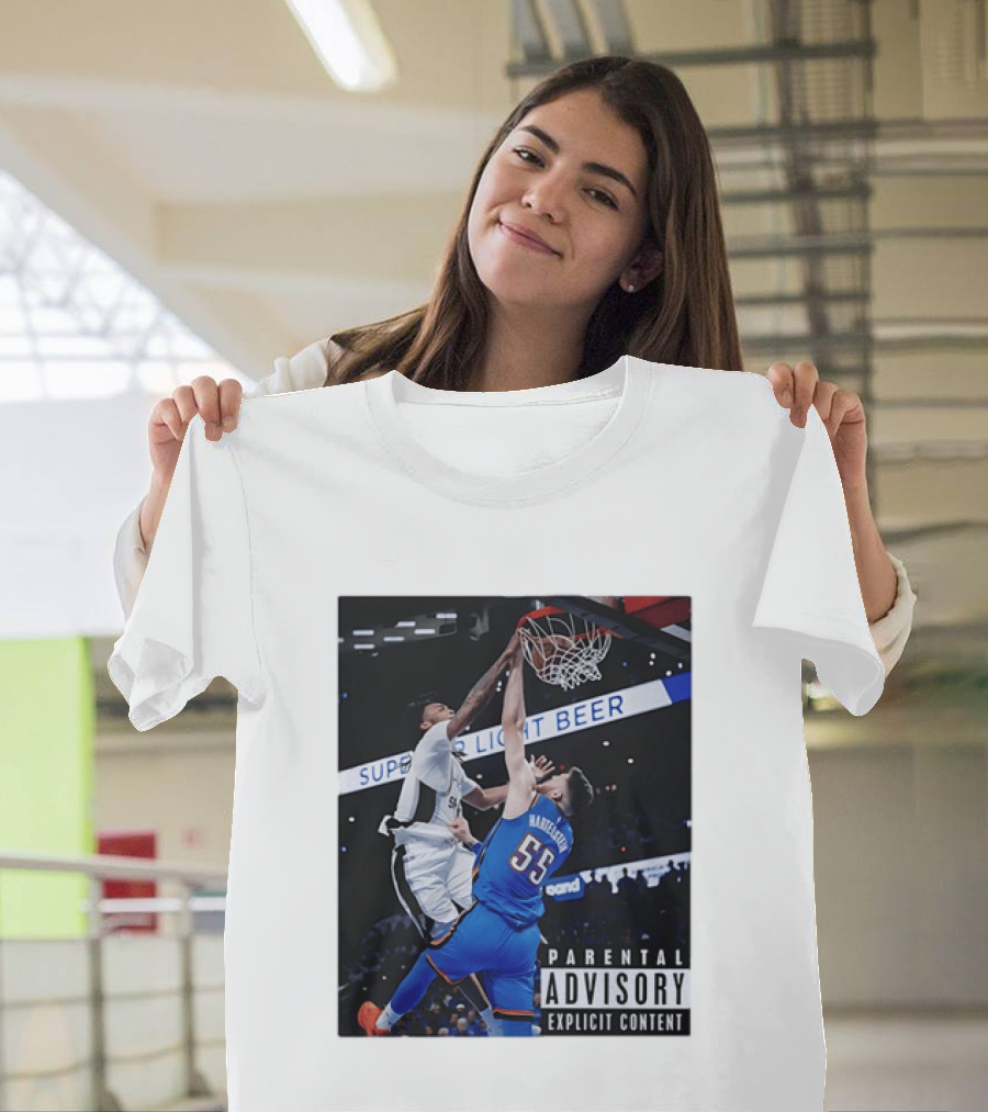 Parental Advisory Explicit Content Dunk Contest New York Knicks Mitchell Robinson Basketball Photo T-Shirt