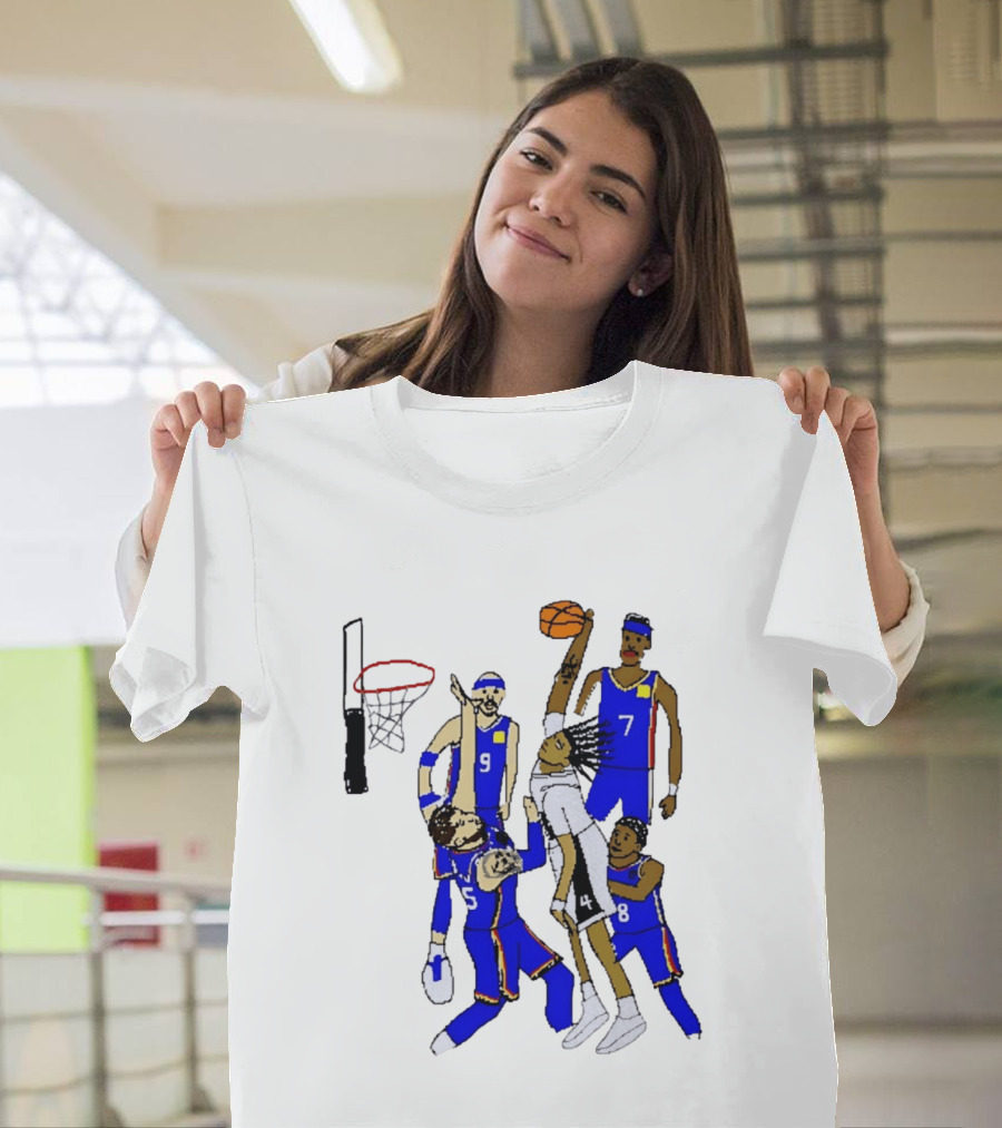 Stephon Castle Dunk Basketball Blue Team Number 4 Drawing T-Shirt
