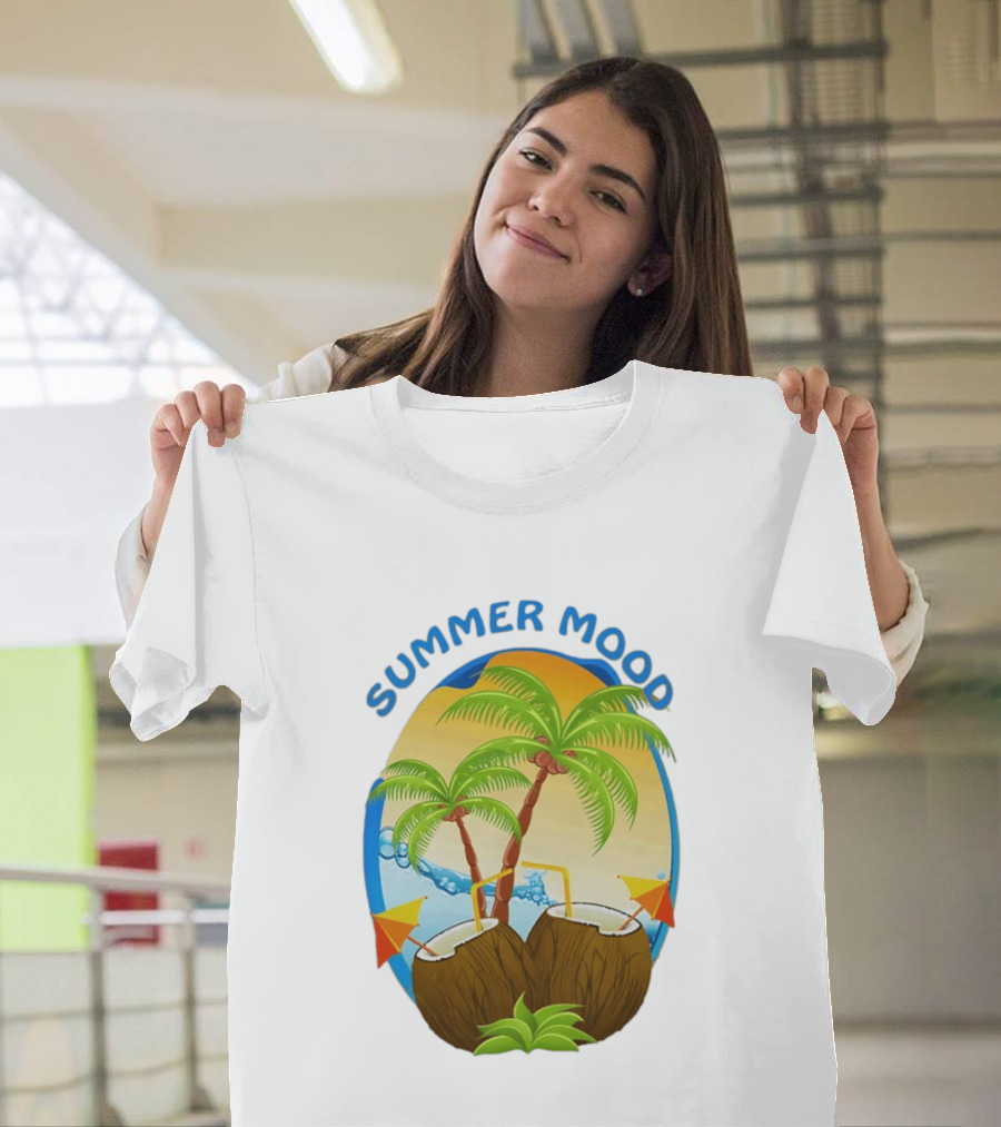 Summer Mood Tropical Palm And Coconut Drink Fiesta T-Shirt