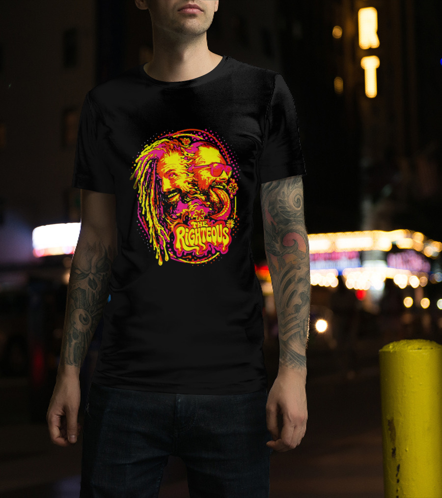 TNA Wrestling The Righteous Psychedelic Tie Dye Art With Sunglasses And Flowers T-Shirt