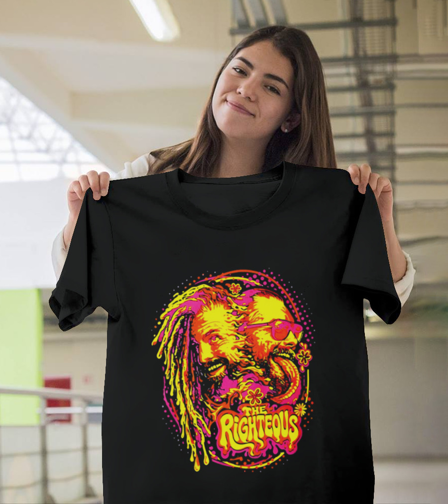 TNA Wrestling The Righteous Psychedelic Tie Dye Art With Sunglasses And Flowers T-Shirt