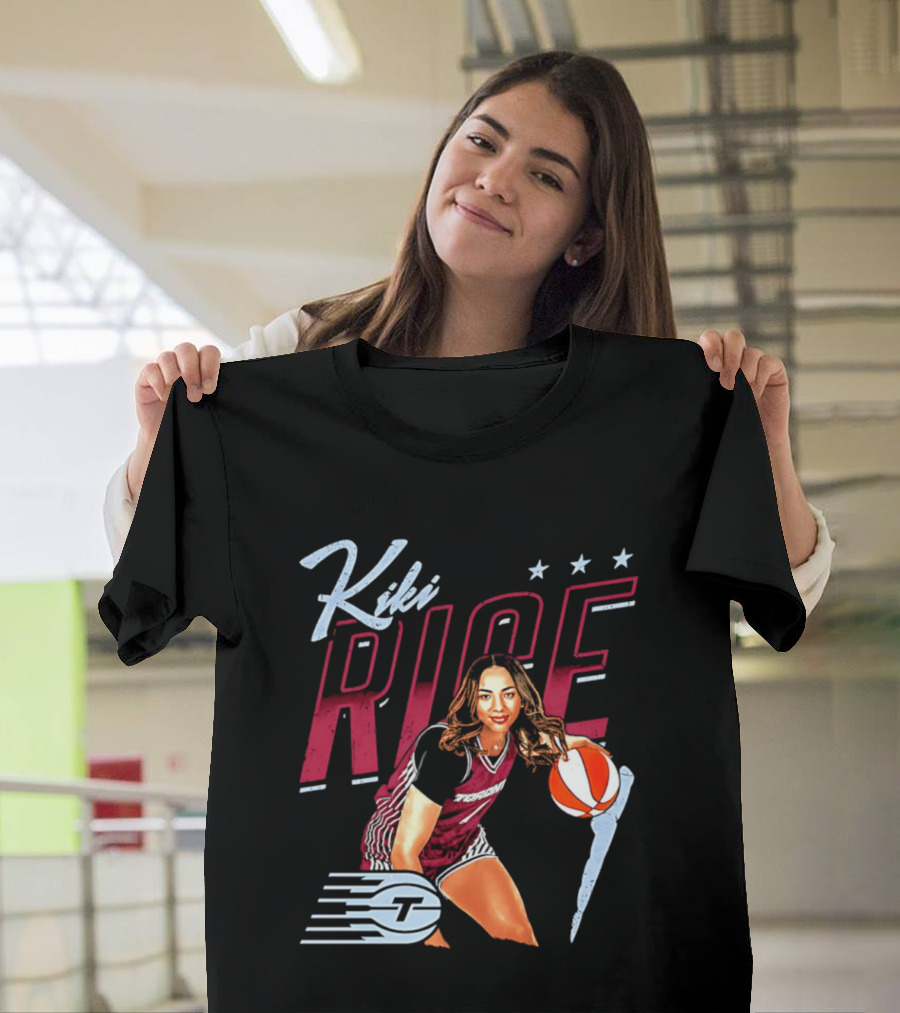 Kiki Rice Toronto Tempo Player Three Stars Basketball Pose T-Shirt