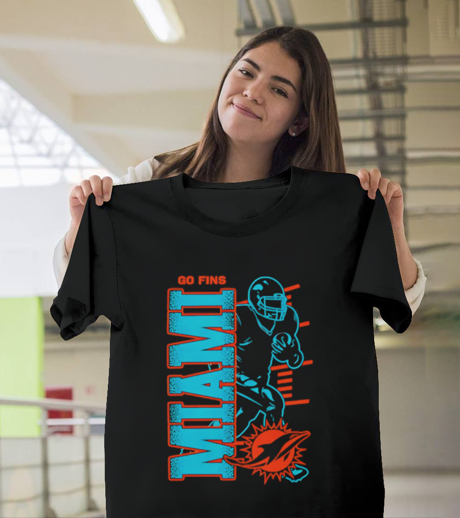 Miami Dolphins Go Fins Football Player T-Shirt