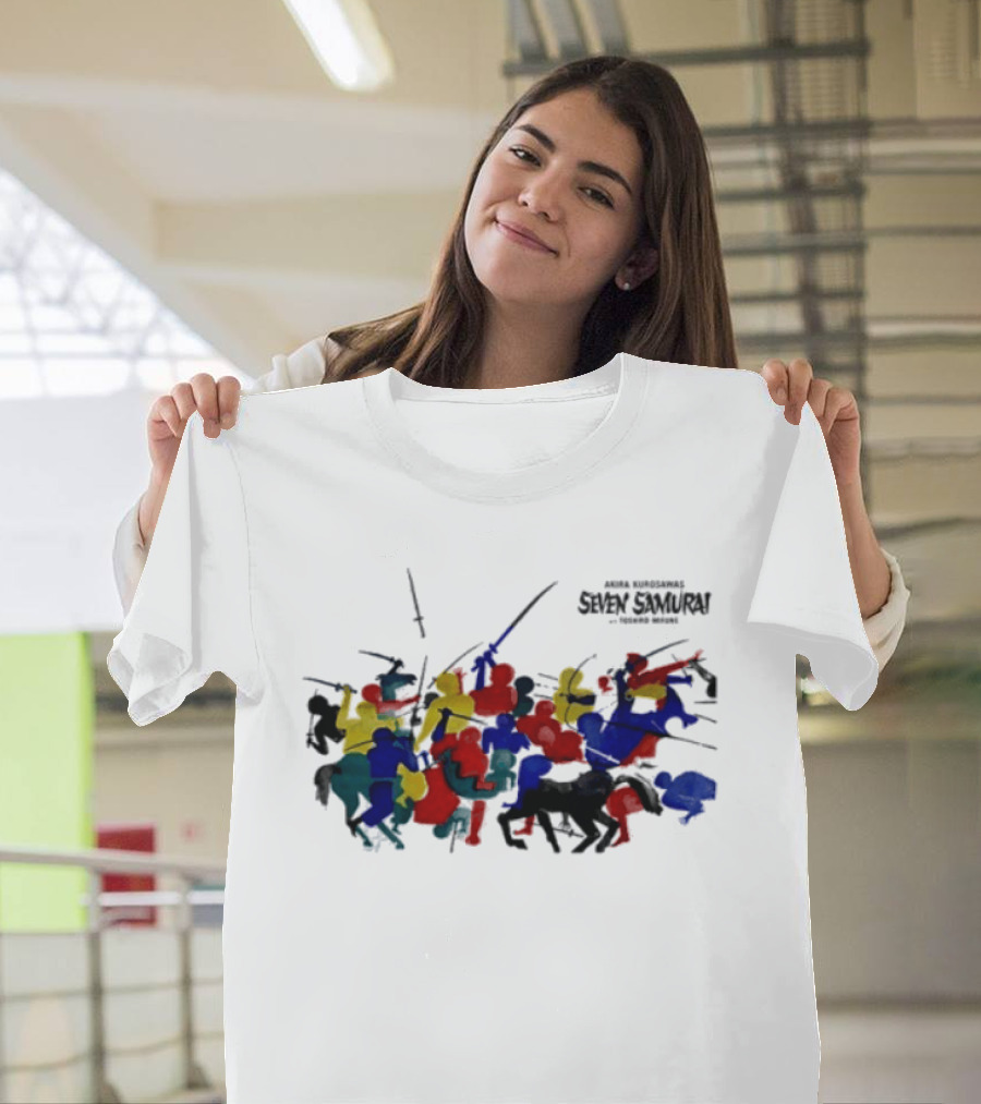 Andafterthat Akira Kurosawa Seven Samurai Painted Battle Scene T-Shirt