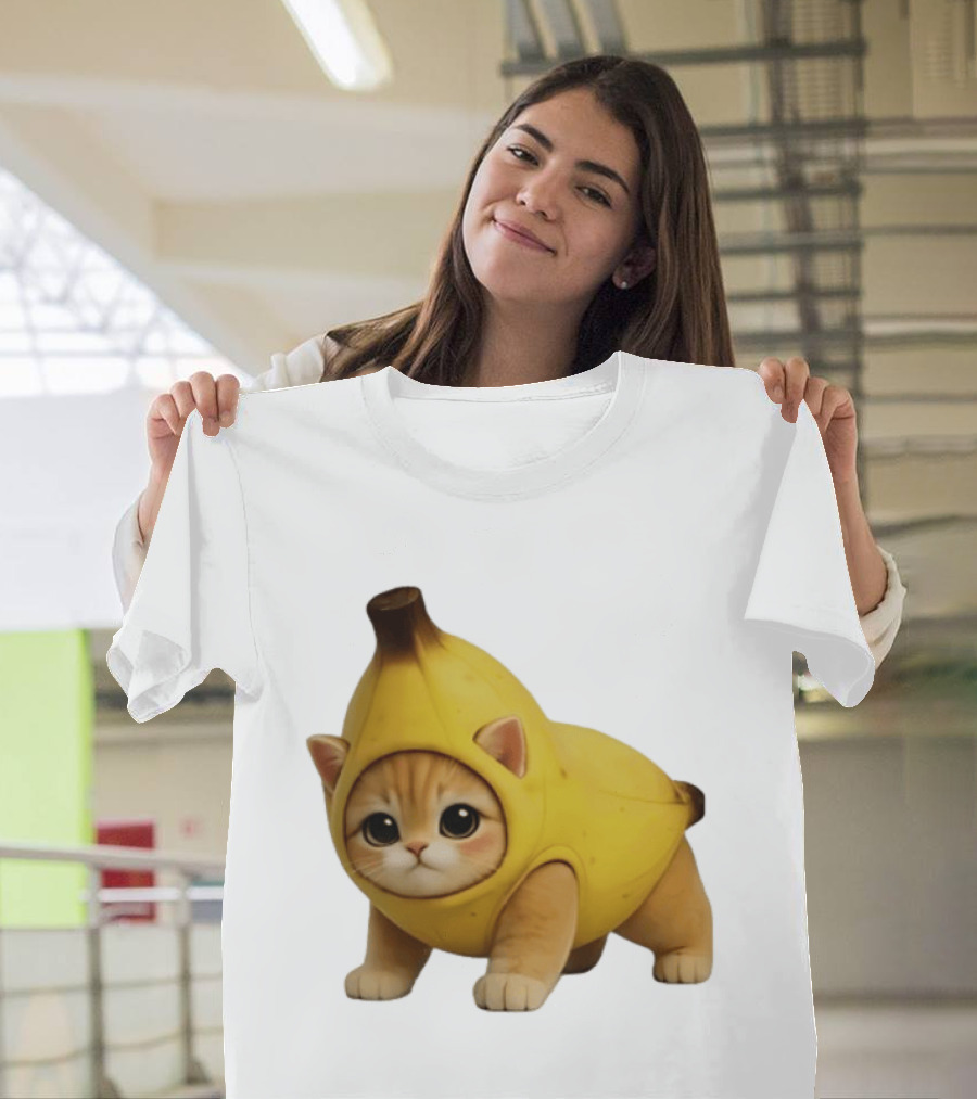 Banana Kitty Cute Cat In Fruit Costume T-Shirt